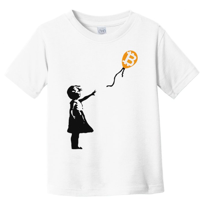 Girl With Btc Balloon Crypto Bitcoin For Cypherpunks Toddler T-Shirt