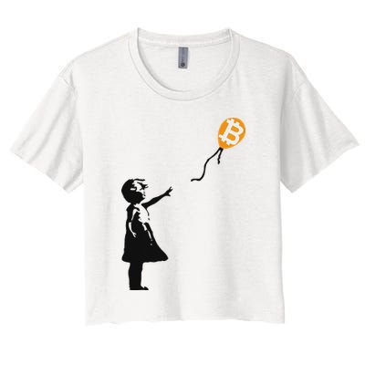 Girl With Btc Balloon Crypto Bitcoin For Cypherpunks Crop Top