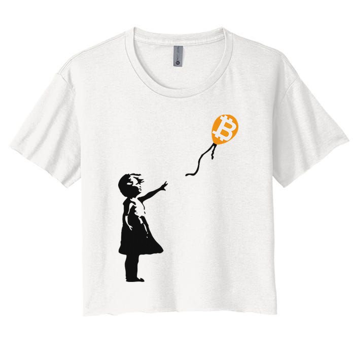 Girl With Btc Balloon Crypto Bitcoin For Cypherpunks Crop Top