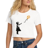 Girl With Btc Balloon Crypto Bitcoin For Cypherpunks Crop Top