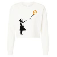 Girl With Btc Balloon Crypto Bitcoin For Cypherpunks Cropped Pullover Crew