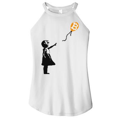 Girl With Btc Balloon Crypto Bitcoin For Cypherpunks Women's Perfect Tri Rocker Tank