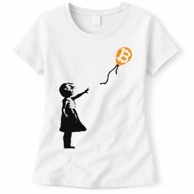 Girl With Btc Balloon Crypto Bitcoin For Cypherpunks Womens T-Shirt