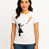 Girl With Btc Balloon Crypto Bitcoin For Cypherpunks Womens T-Shirt