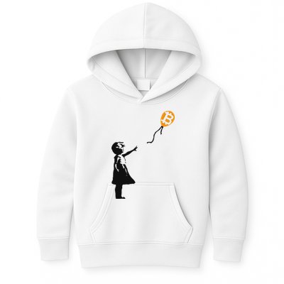 Girl With Btc Balloon Crypto Bitcoin For Cypherpunks Kids Hoodie