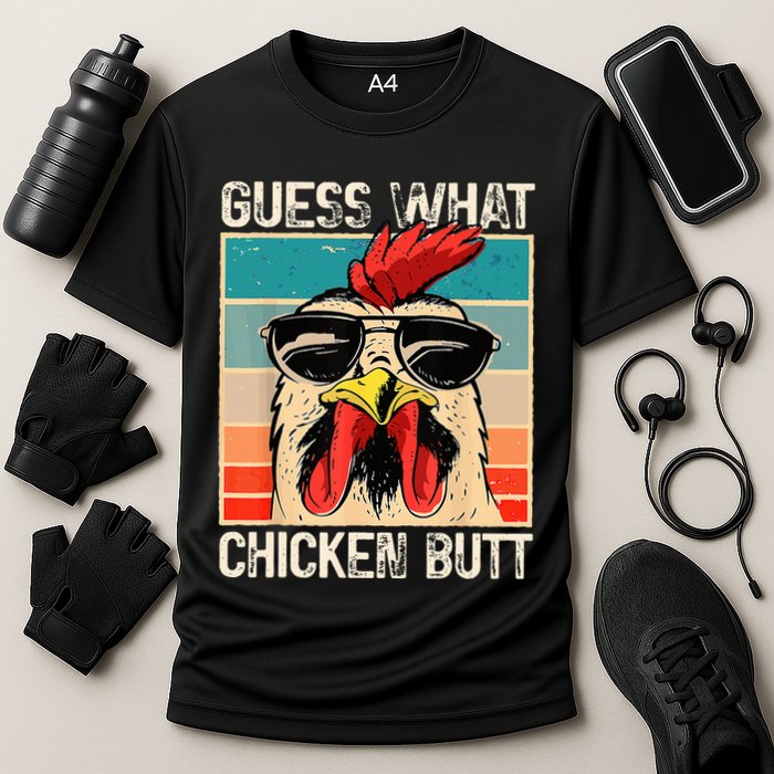 Guess What Chicken Butt Funny Chicken Meme Performance Shirt