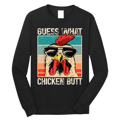 Guess What Chicken Butt Funny Chicken Meme Long Sleeve Shirt