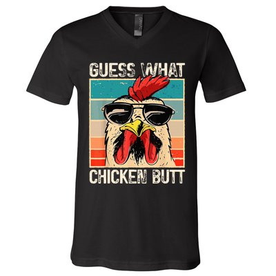 Guess What Chicken Butt Funny Chicken Meme V-Neck T-Shirt