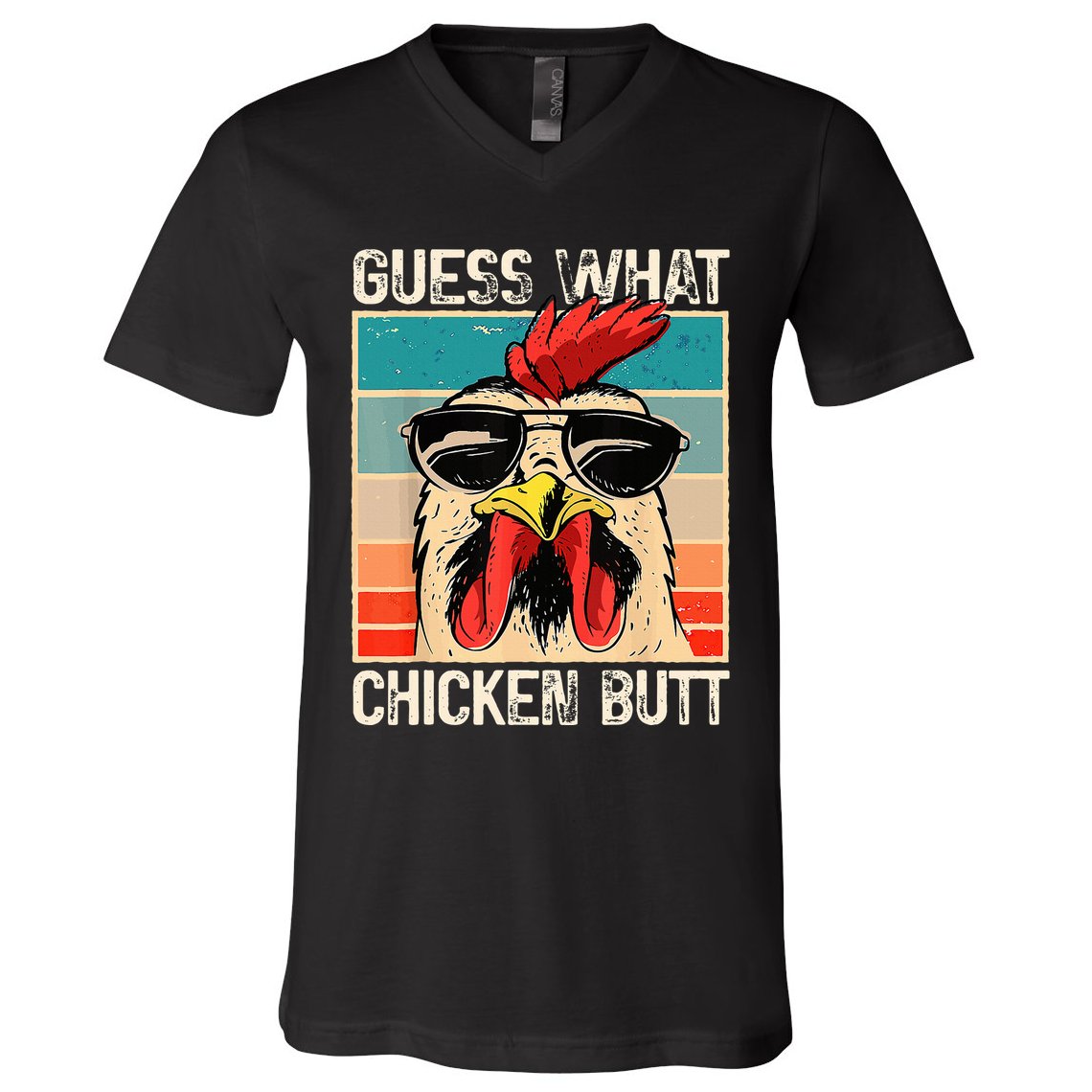 Guess What Chicken Butt Funny Chicken Meme V-Neck T-Shirt