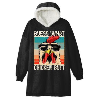Guess What Chicken Butt Funny Chicken Meme Hooded Wearable Blanket