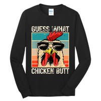 Guess What Chicken Butt Funny Chicken Meme Tall Long Sleeve T-Shirt