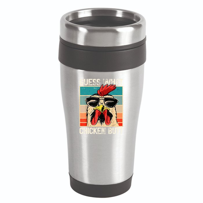 Guess What Chicken Butt Funny Chicken Meme 16oz Travel Tumbler