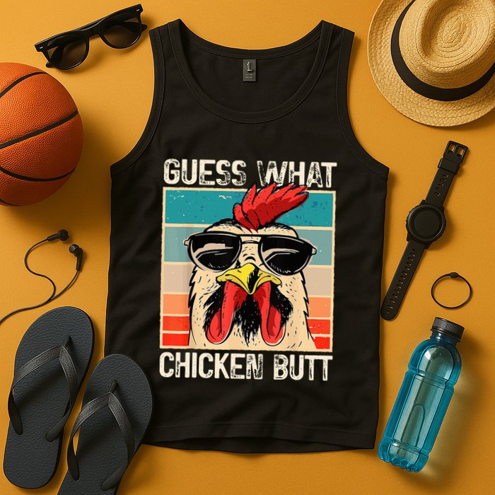 Guess What Chicken Butt Funny Chicken Meme Tank Top