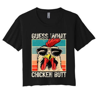 Guess What Chicken Butt Funny Chicken Meme Crop Top