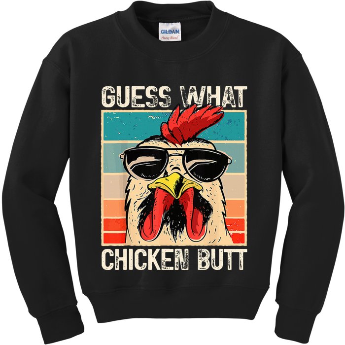 Guess What Chicken Butt Funny Chicken Meme Kids Sweatshirt