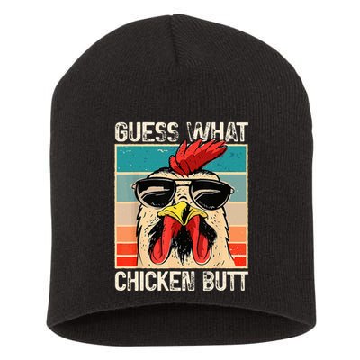 Guess What Chicken Butt Funny Chicken Meme Short Acrylic Beanie