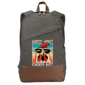 Guess What Chicken Butt Funny Chicken Meme Cotton Canvas Backpack