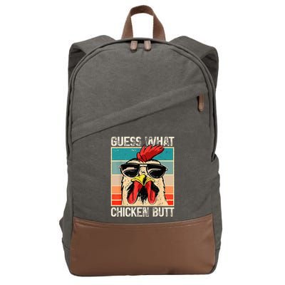 Guess What Chicken Butt Funny Chicken Meme Cotton Canvas Backpack