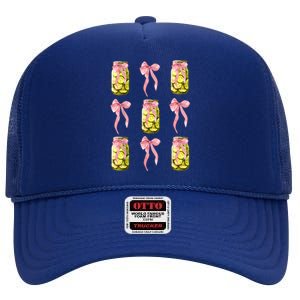 Girl Women Canned Pickle Coquette Bows Cute Pickle Jar Gift High Crown Mesh Back Trucker Hat