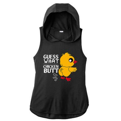 Guess What Chicken Butt For Egg Farming And Hen Rooster Farm Ladies PosiCharge Tri-Blend Wicking Draft Hoodie Tank