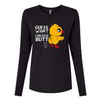 Guess What Chicken Butt For Egg Farming And Hen Rooster Farm Womens Cotton Relaxed Long Sleeve T-Shirt