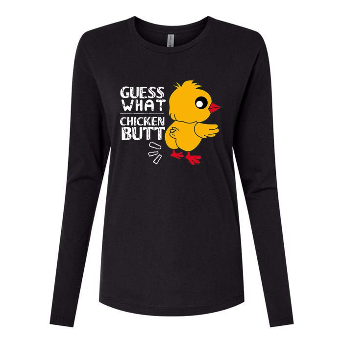 Guess What Chicken Butt For Egg Farming And Hen Rooster Farm Womens Cotton Relaxed Long Sleeve T-Shirt