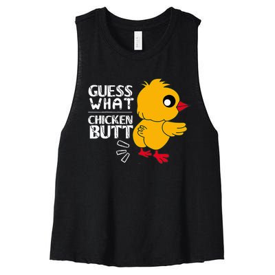 Guess What Chicken Butt For Egg Farming And Hen Rooster Farm Women's Racerback Cropped Tank