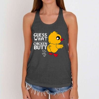 Guess What Chicken Butt For Egg Farming And Hen Rooster Farm Women's Knotted Racerback Tank