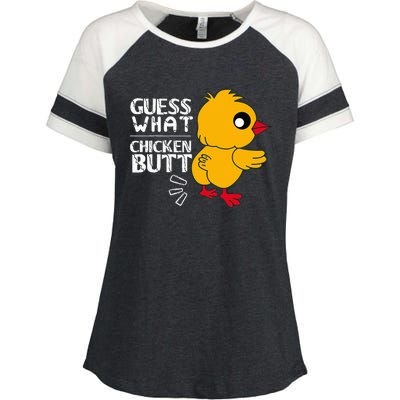 Guess What Chicken Butt For Egg Farming And Hen Rooster Farm Enza Ladies Jersey Colorblock Tee