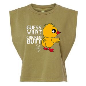 Guess What Chicken Butt For Egg Farming And Hen Rooster Farm Garment-Dyed Women's Muscle Tee