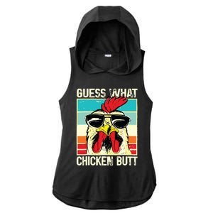 Guess What Chicken Butt Funny Chicken Meme Ladies PosiCharge Tri-Blend Wicking Draft Hoodie Tank