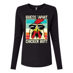 Guess What Chicken Butt Funny Chicken Meme Womens Cotton Relaxed Long Sleeve T-Shirt