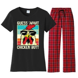 Guess What Chicken Butt Funny Chicken Meme Women's Flannel Pajama Set