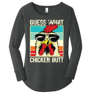 Guess What Chicken Butt Funny Chicken Meme Women's Perfect Tri Tunic Long Sleeve Shirt