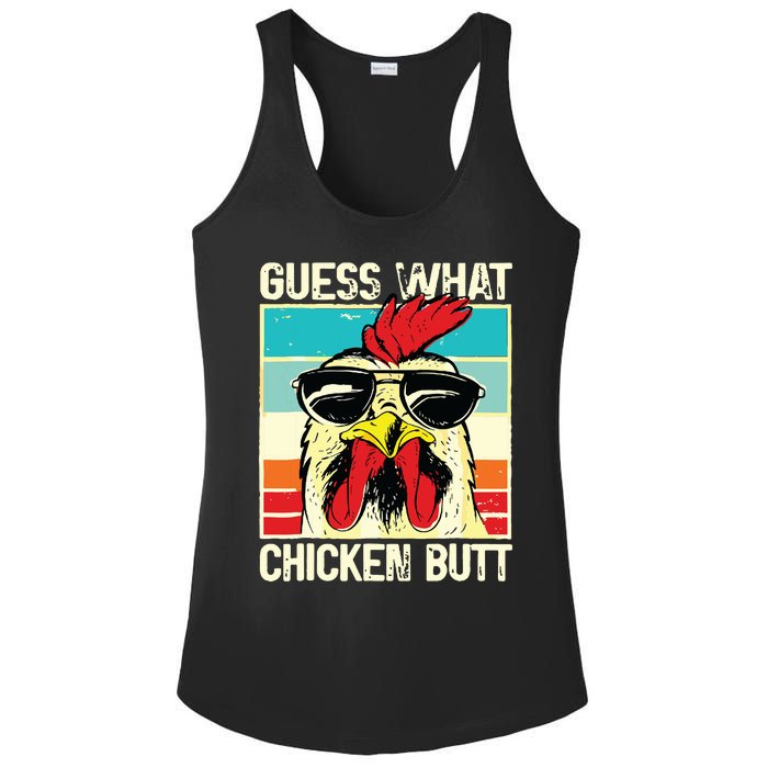 Guess What Chicken Butt Funny Chicken Meme Ladies PosiCharge Competitor Racerback Tank