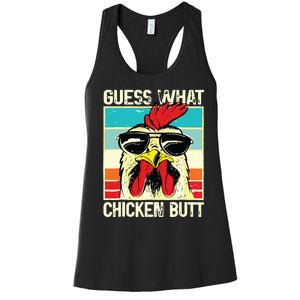 Guess What Chicken Butt Funny Chicken Meme Women's Racerback Tank