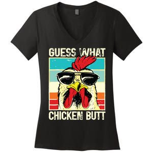 Guess What Chicken Butt Funny Chicken Meme Women's V-Neck T-Shirt