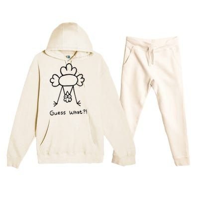 Guess What Chicken Butt Funny Chicken Premium Hooded Sweatsuit Set