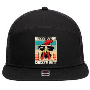 Guess What Chicken Butt Funny Chicken Meme 7 Panel Mesh Trucker Snapback Hat