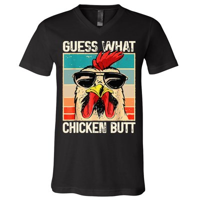 Guess What Chicken Butt Funny Chicken Meme V-Neck T-Shirt