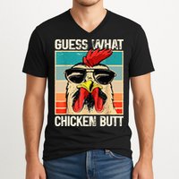 Guess What Chicken Butt Funny Chicken Meme V-Neck T-Shirt