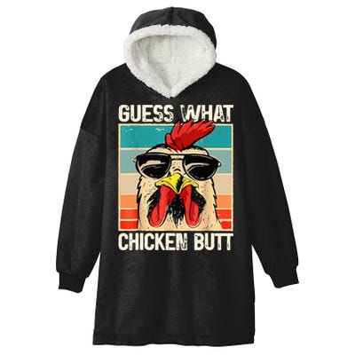 Guess What Chicken Butt Funny Chicken Meme Hooded Wearable Blanket