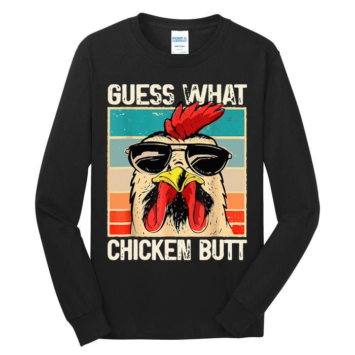 Guess What Chicken Butt Funny Chicken Meme Tall Long Sleeve T-Shirt