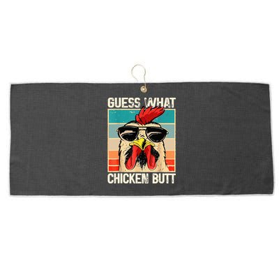 Guess What Chicken Butt Funny Chicken Meme Large Microfiber Waffle Golf Towel
