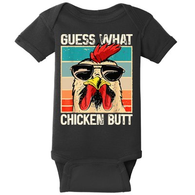 Guess What Chicken Butt Funny Chicken Meme Baby Bodysuit