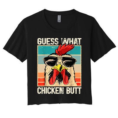 Guess What Chicken Butt Funny Chicken Meme Crop Top