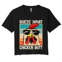 Guess What Chicken Butt Funny Chicken Meme Crop Top