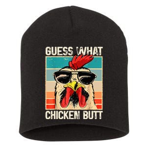 Guess What Chicken Butt Funny Chicken Meme Short Acrylic Beanie