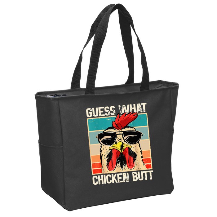 Guess What Chicken Butt Funny Chicken Meme Zip Tote Bag