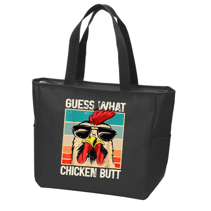 Guess What Chicken Butt Funny Chicken Meme Zip Tote Bag